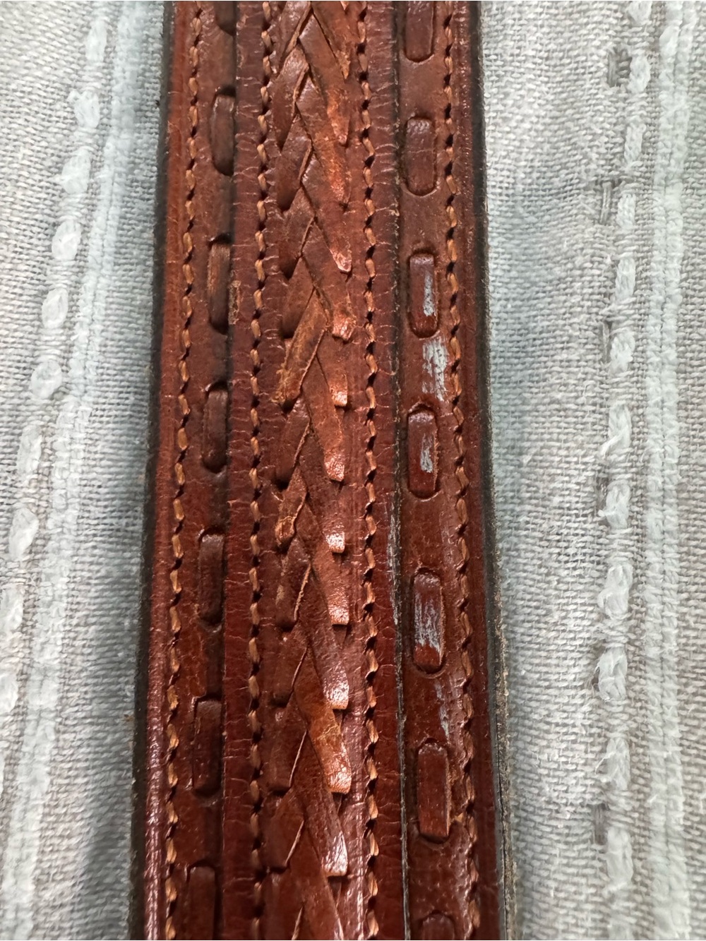 Vintage Braided Leather Belt - Brown